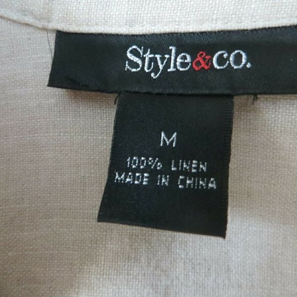 ( FINAL) STYLE & CO. VTG. TAN LINEN JACKET - Picture 3 of 4